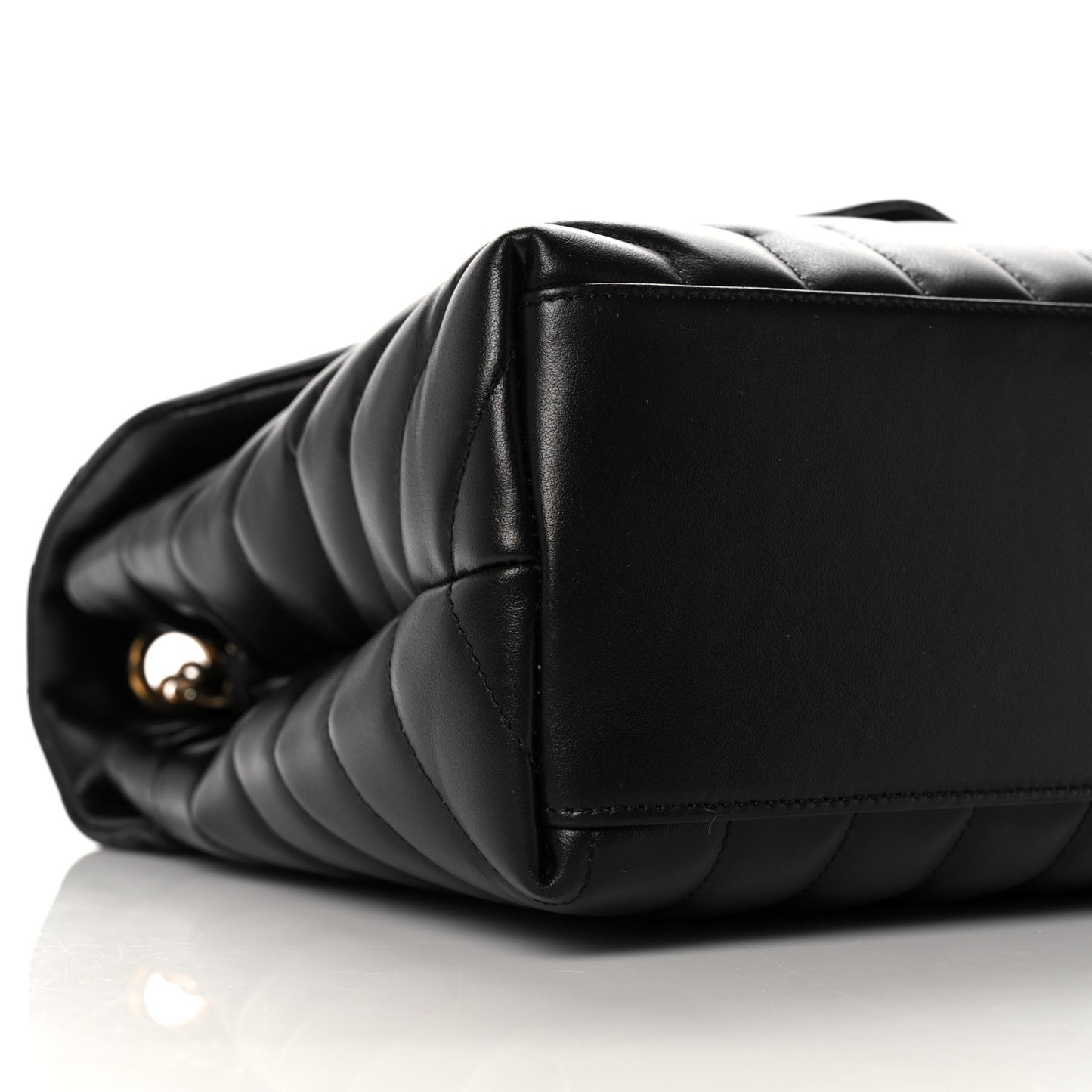 Calfskin Y Quilted Monogram Medium Loulou Chain Satchel Black