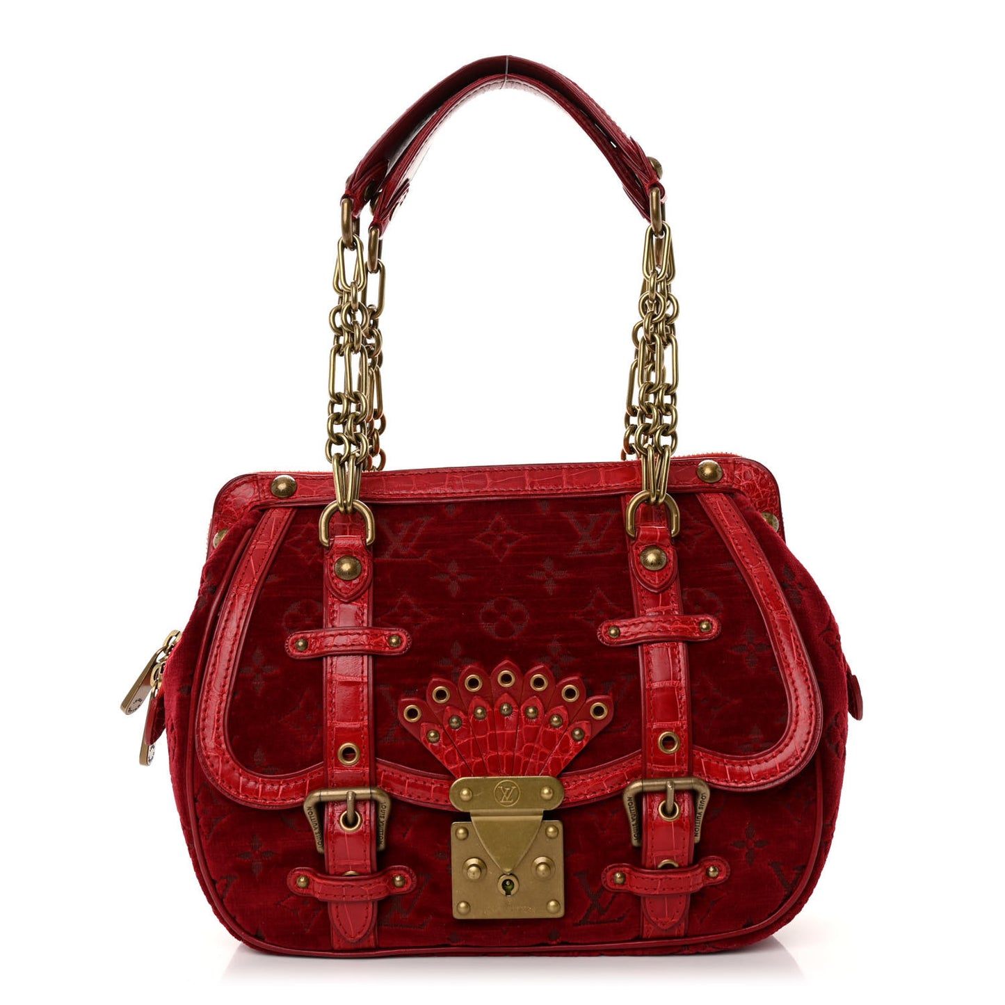 Monogram Velours Alligator Gracie MM Rouge