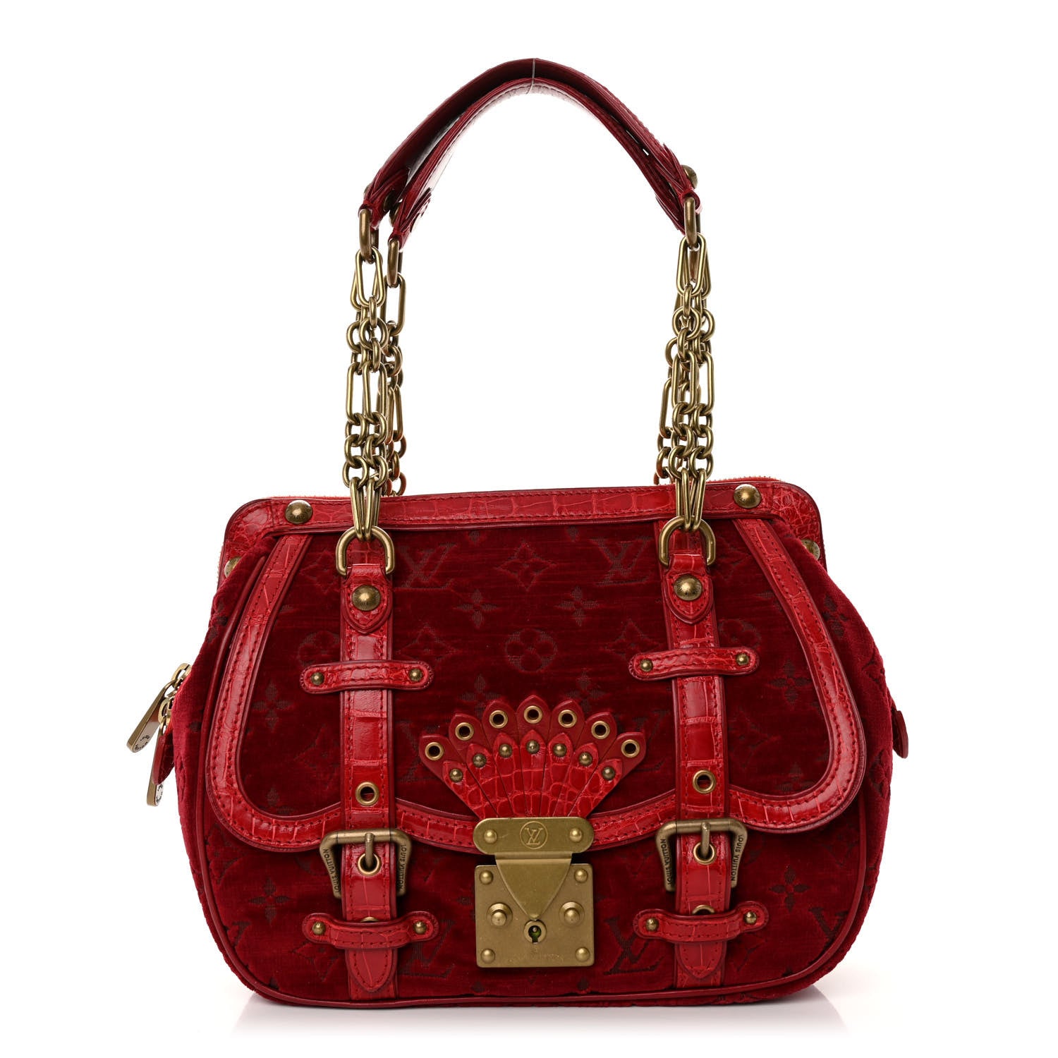 Louis Vuitton Monogram Velours Alligator Gracie MM Rouge 1 of 10