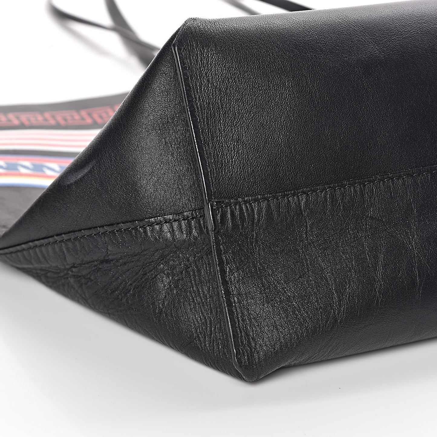 Calfskin Stripe Greek City Key Tote Black
