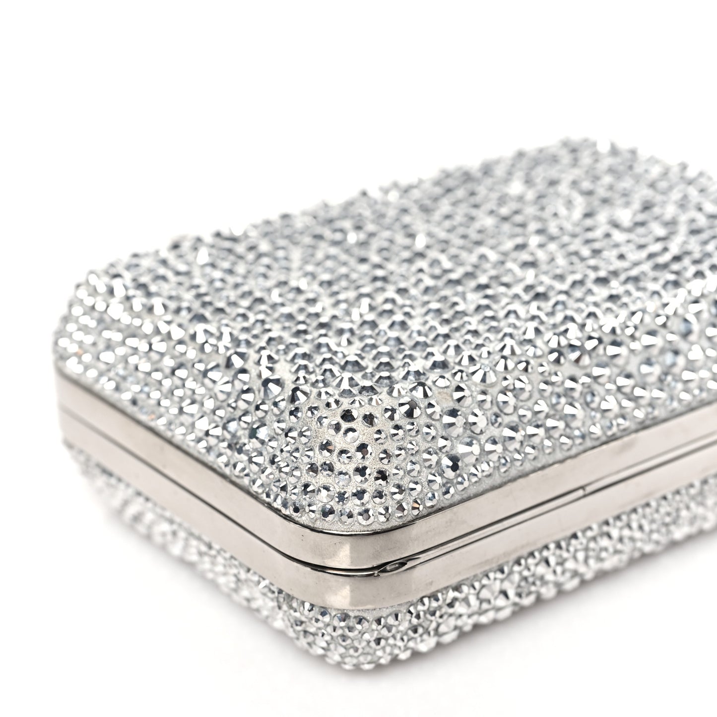 Crystal Strass Fiocco Box Clutch Silver