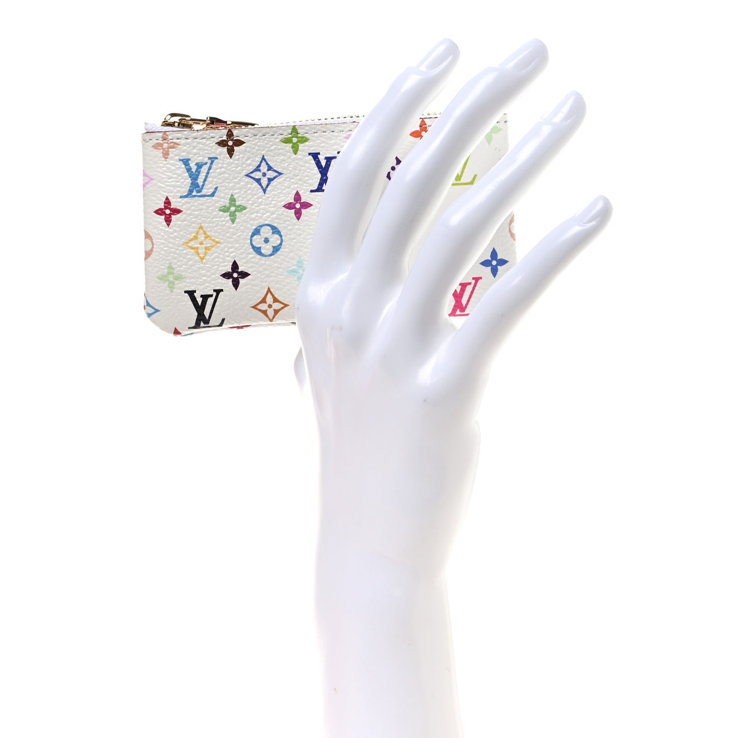 LV X TM Monogram Multicolor Key Pouch White