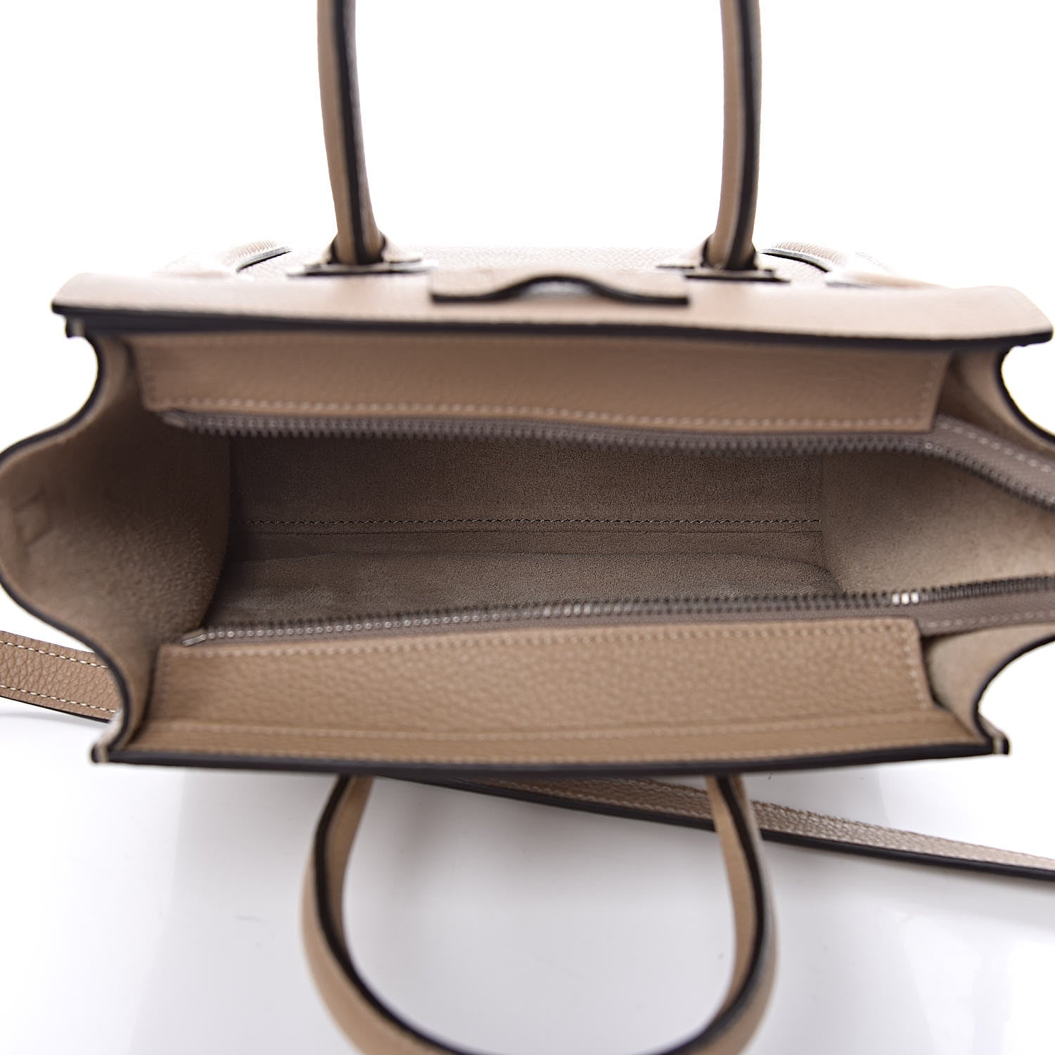 Celine Drummed Calfskin Nano Luggage Dune 5 of 9