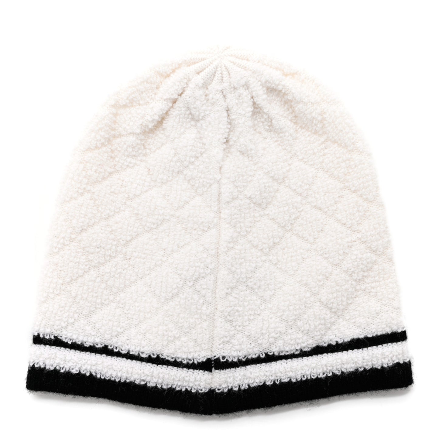 Cashmere Quilted CC Beanie Hat White Black