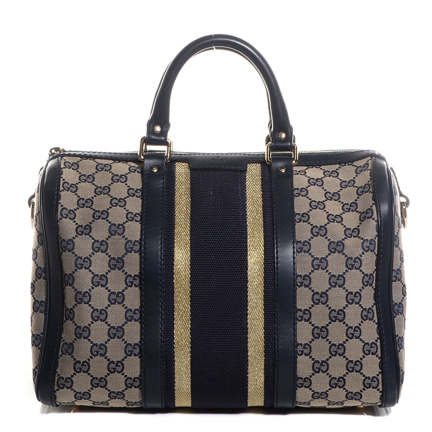Gucci Monogram Vintage Web Medium Boston Navy 1 of 7