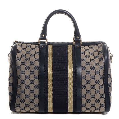 Gucci Monogram Vintage Web Medium Boston Navy 1 of 7