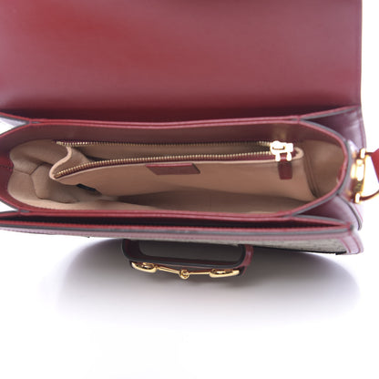 Gucci GG Supreme Monogram Azalea Calfskin Horsebit 1955 Shoulder Bag Beige Ebony New Cherry Red 5 of 11