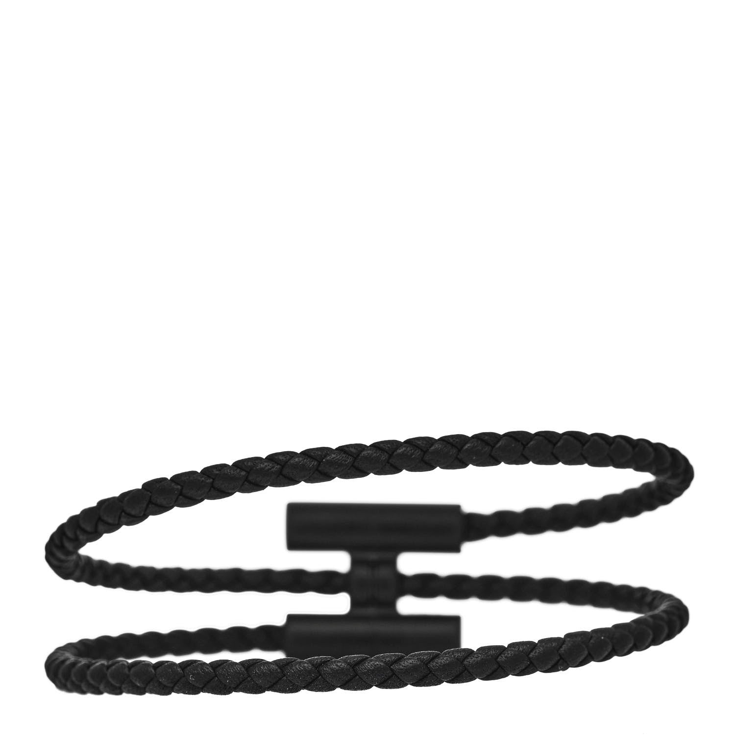 Hermes Swift Double Wrap Cord Tournis Tresse Bracelet Black 3 of 4