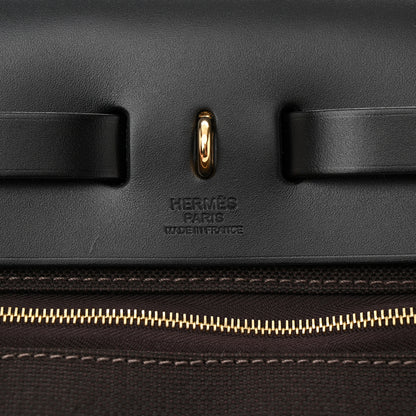 Hermes Military Toile Vache Hunter Herbag Zip Retourne 31 PM Ebene Black 7 of 11