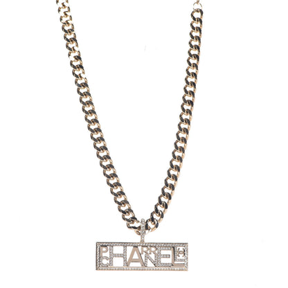 Chanel x Pharrell Williams Crystal Logo Necklace Gold 1 of 7