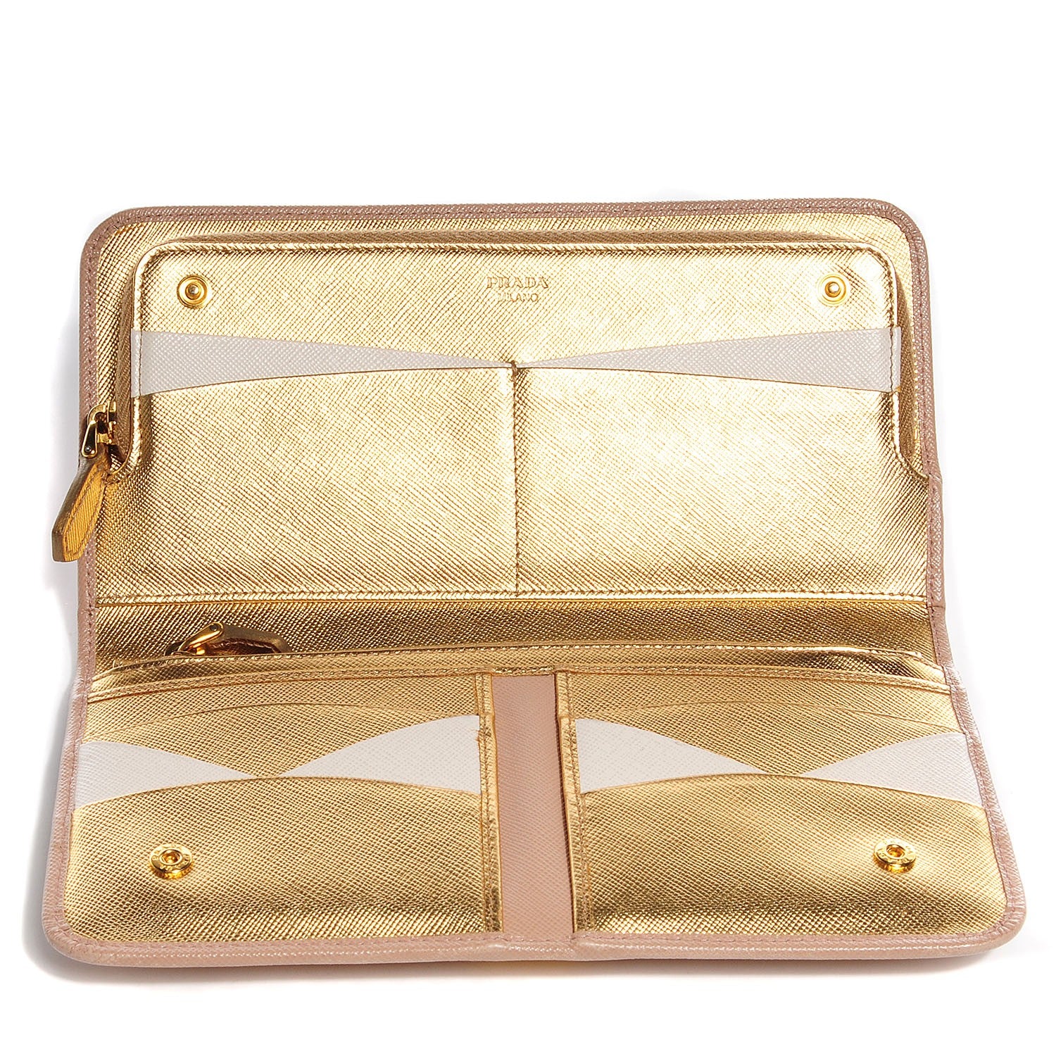 Prada Saffiano Continental Wallet Cammeo Platino 5 of 8