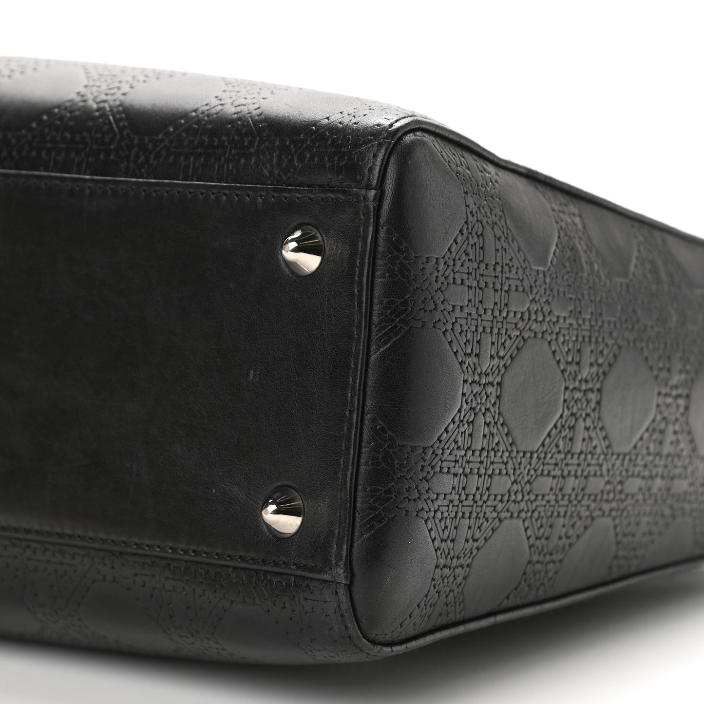 Lambskin Embossed Cannage Large Lady Dior Black