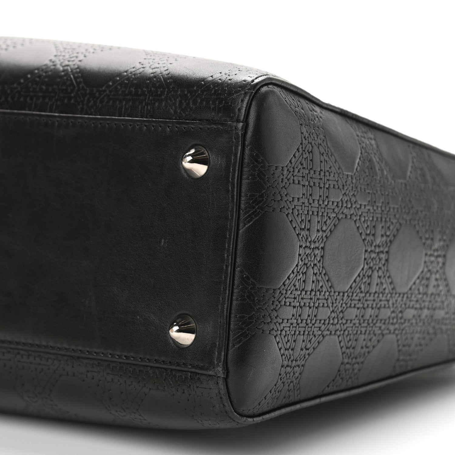 Christian Dior Lambskin Embossed Cannage Large Lady Dior Black 10 of 11