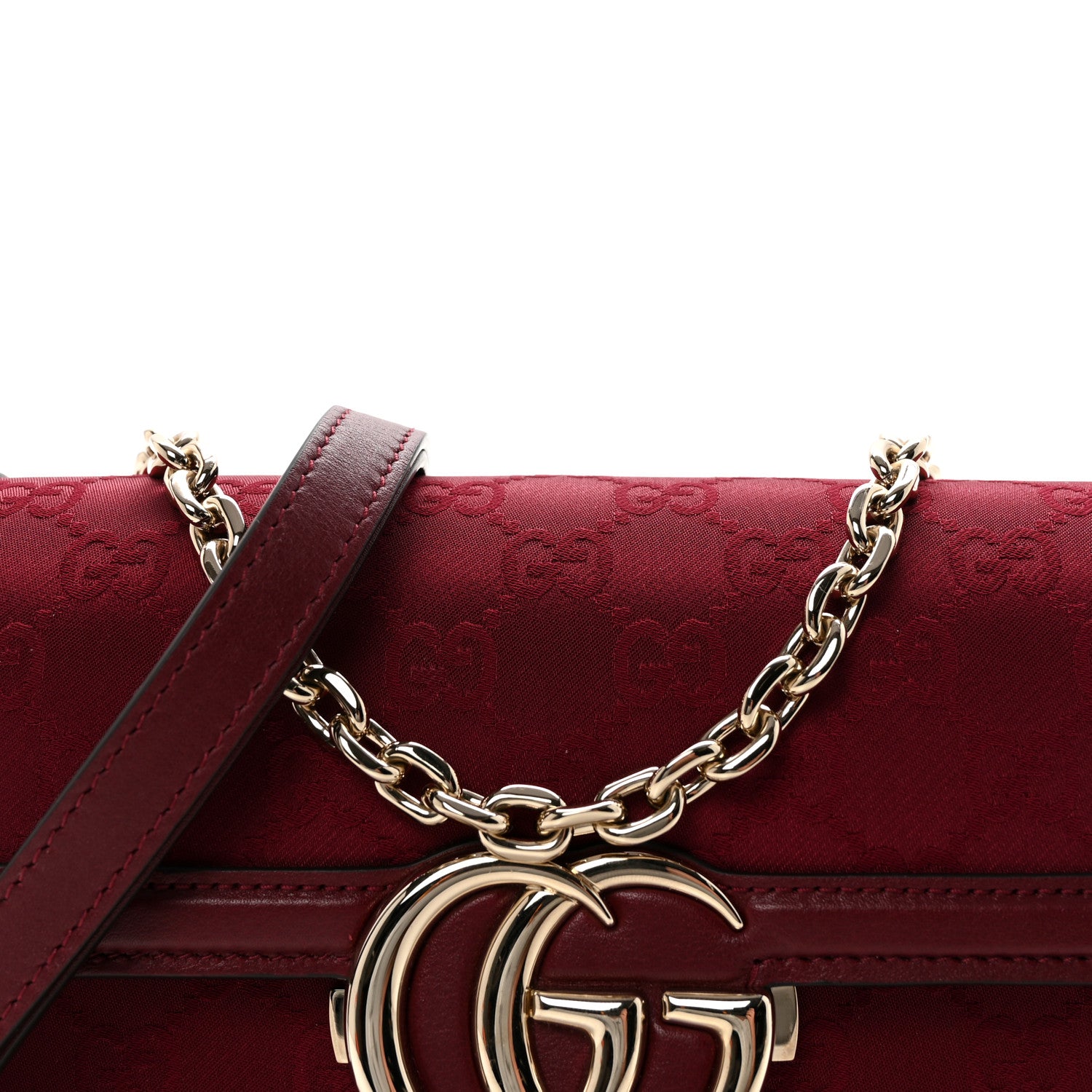 Gucci Crepe Wool Silk GG Monogram Go Small Shoulder Bag Rosso Ancora 8 of 10