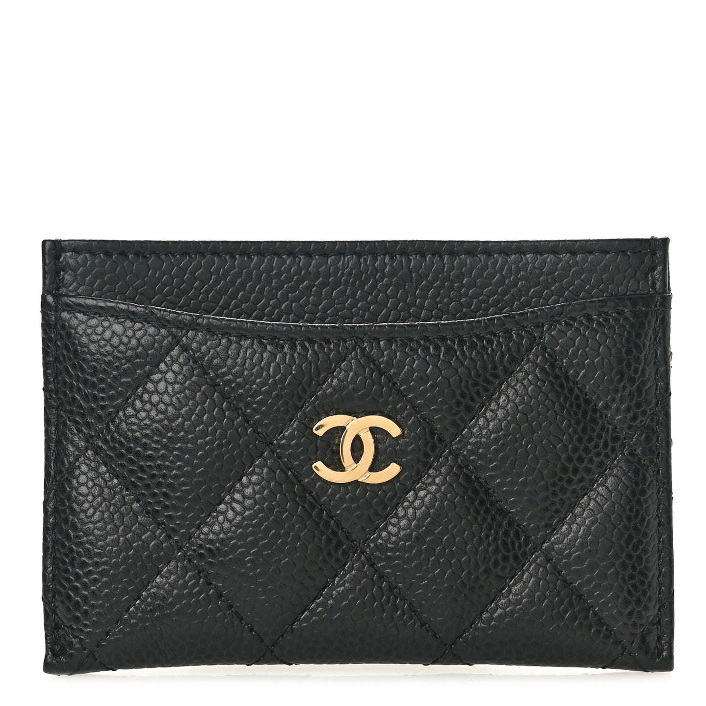 Caviar Quilted Card Holder Black