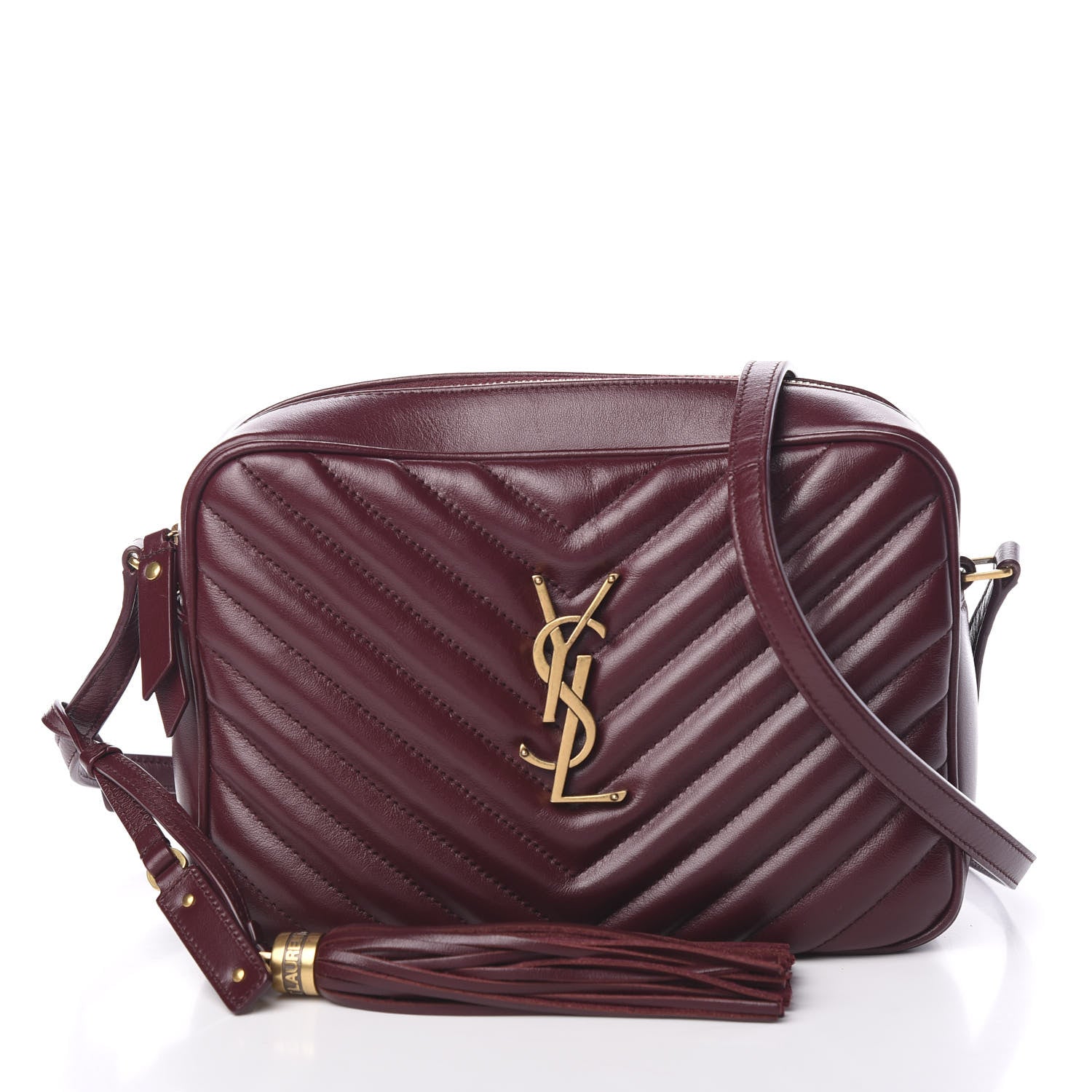 Saint Laurent Calfskin Matelasse Monogram Lou Camera Bag Dark Legion Red 1 of 9
