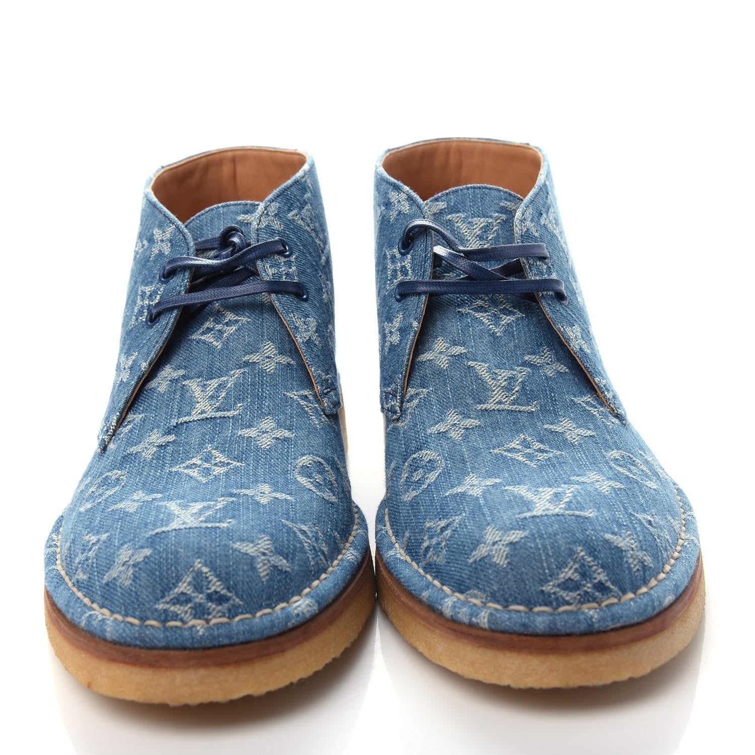 Louis Vuitton Monogram Denim Mens High-Derby Boots 7 Blue 5 of 12