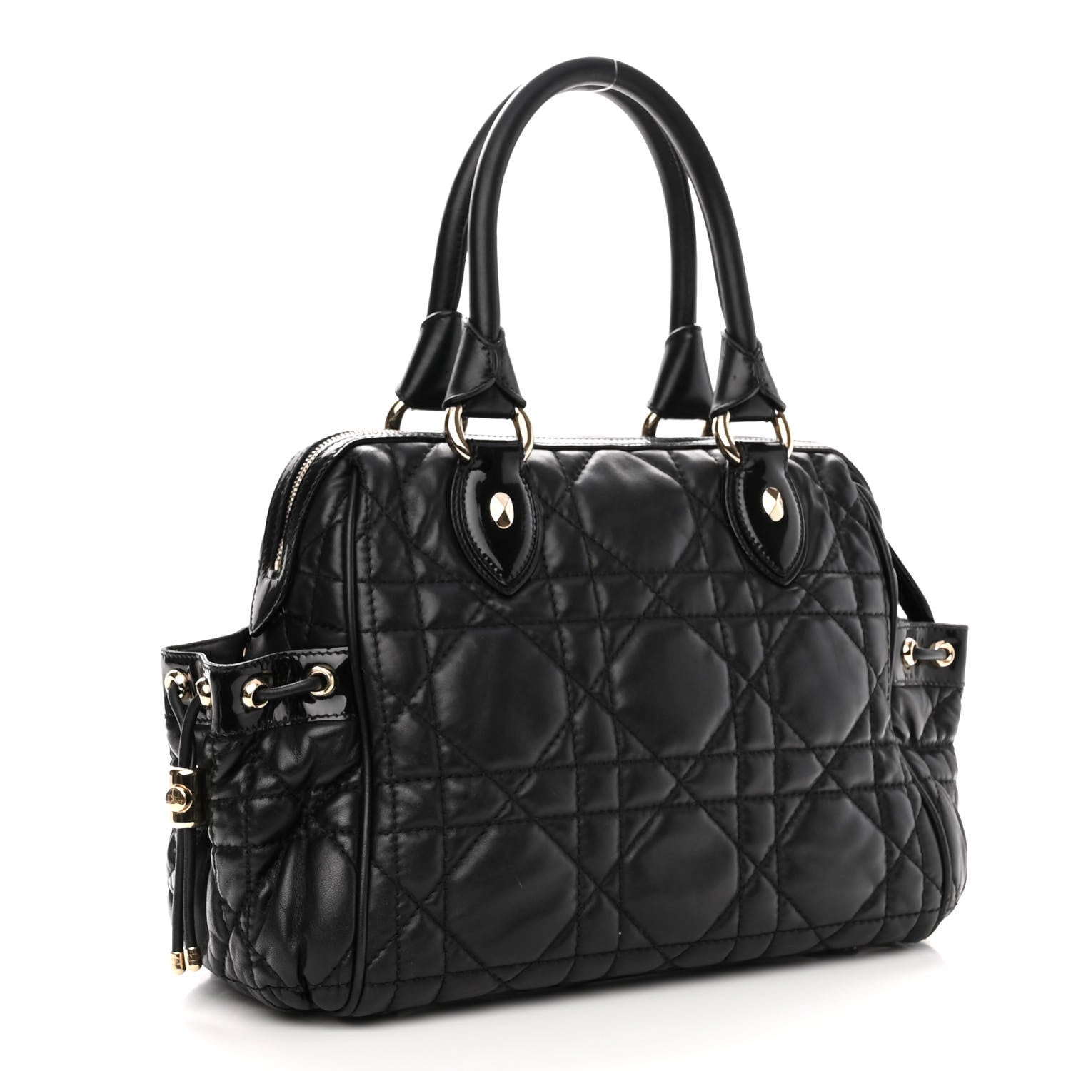 Christian Dior Lambskin Cannage 2 Dior Zip Top Satchel Black 3 of 10