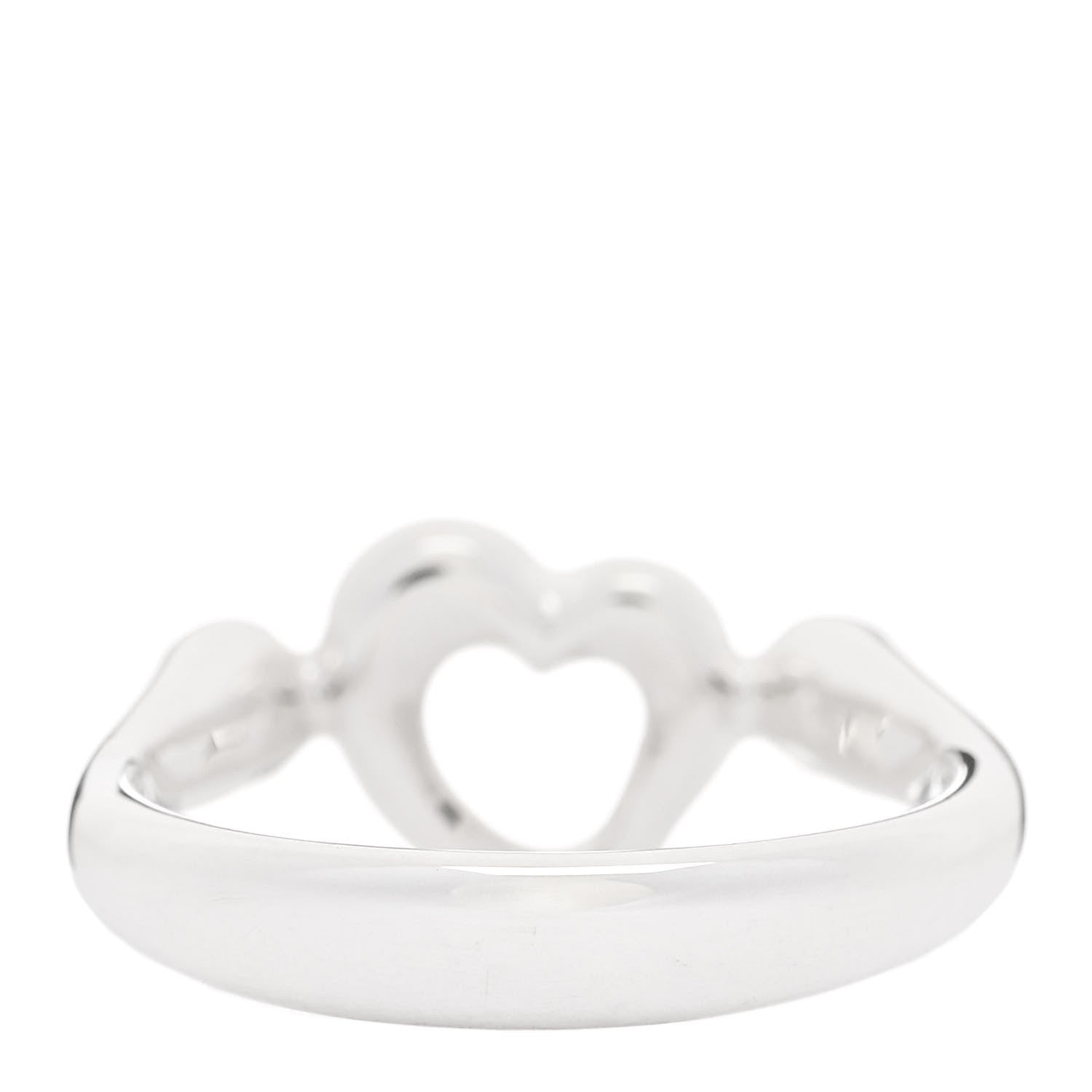 Tiffany Sterling Silver Diamond Elsa Peretti Open Heart Ring 49 4.75 3 of 5