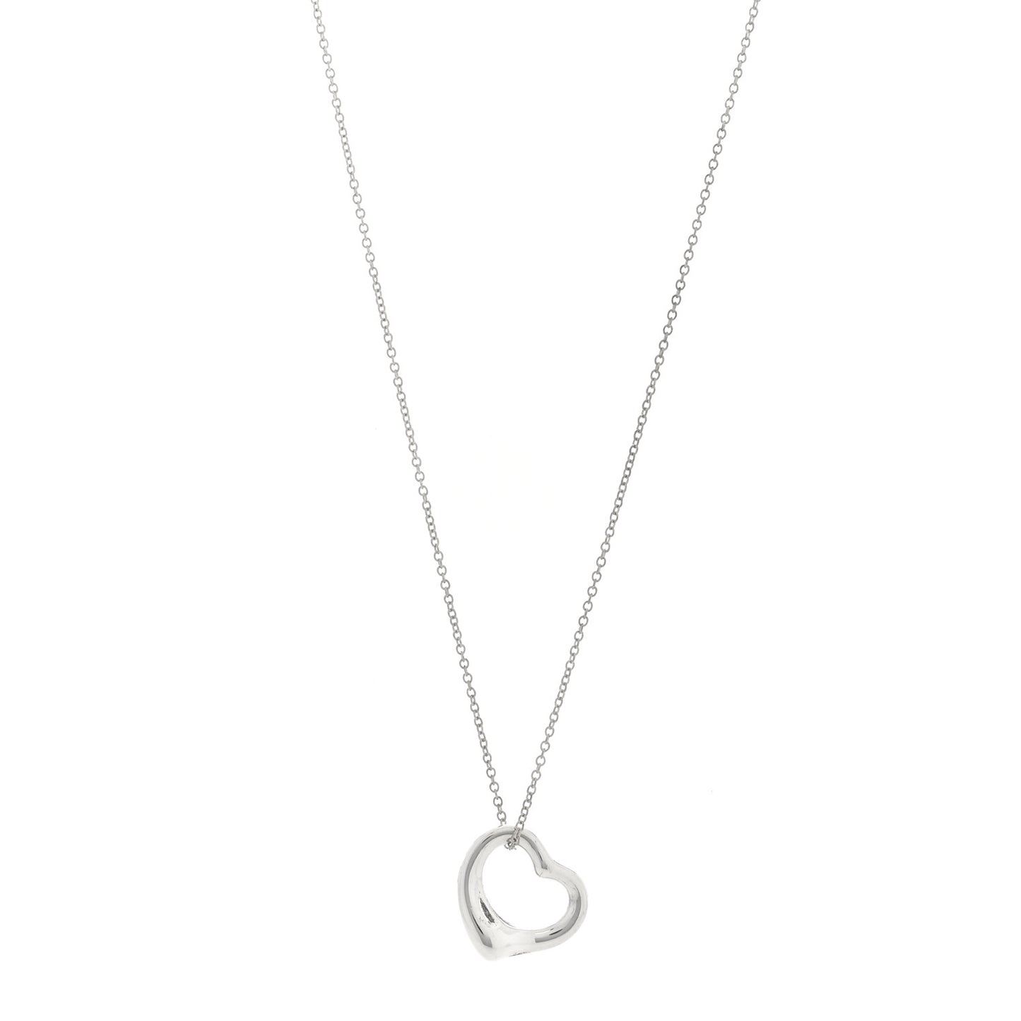 Sterling Silver 16mm Elsa Peretti Open Heart Pendant Necklace