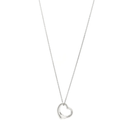 Tiffany Sterling Silver 16mm Elsa Peretti Open Heart Pendant Necklace 1 of 5