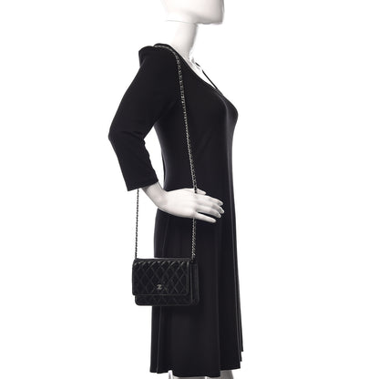 Chanel Patent Quilted Wallet On Chain WOC Black 2 of 13
