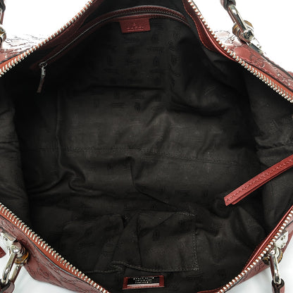 Gucci Metallic Guccissima Medium Bamboo Bar Tote Red 5 of 7