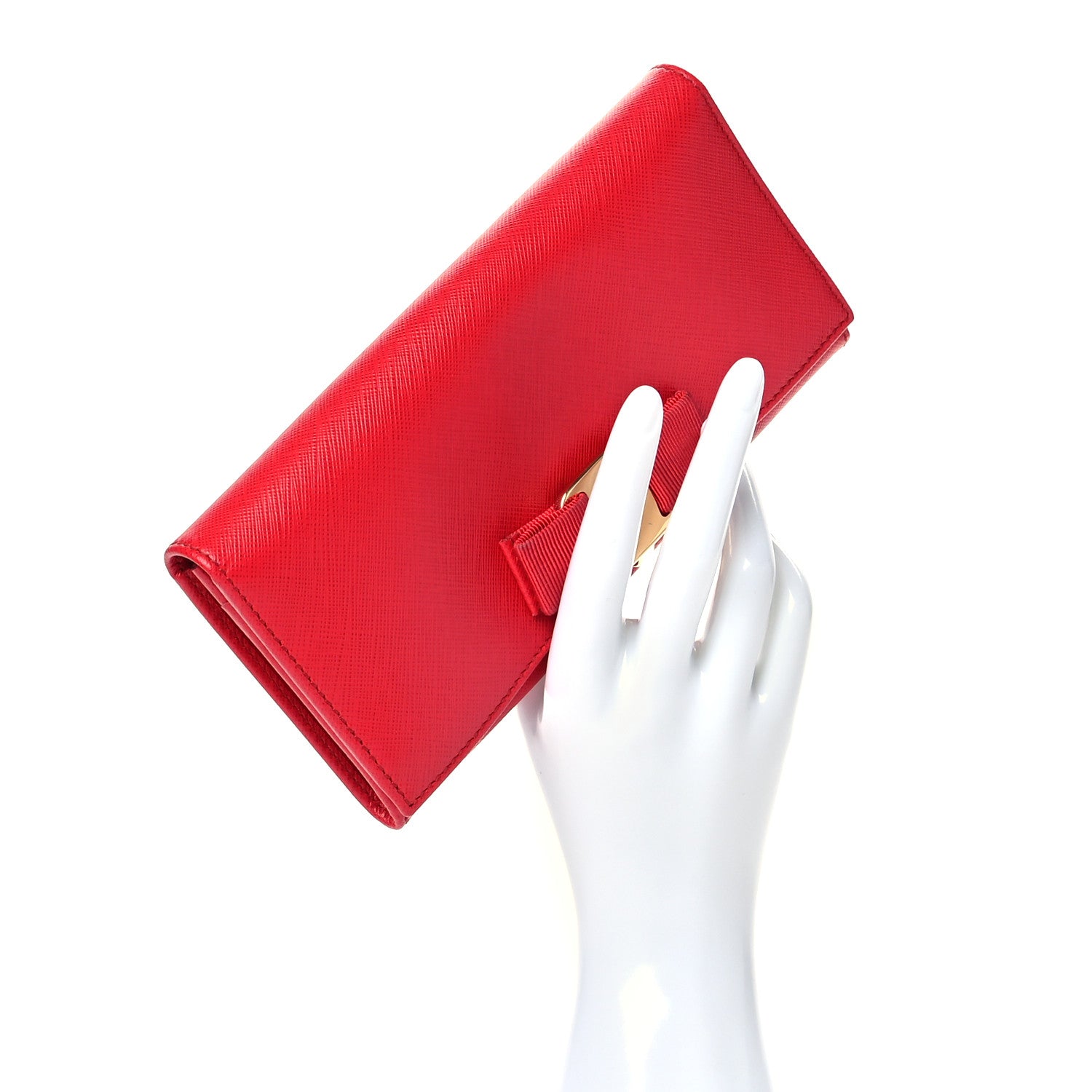 Salvatore Ferragamo Printed Calfskin Vara Bow Continental Wallet Red 2 of 13