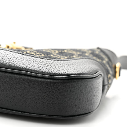 Gucci Jacquard Denim GG Monogram Small Jackie 1961 Hobo Black Ivory 10 of 10