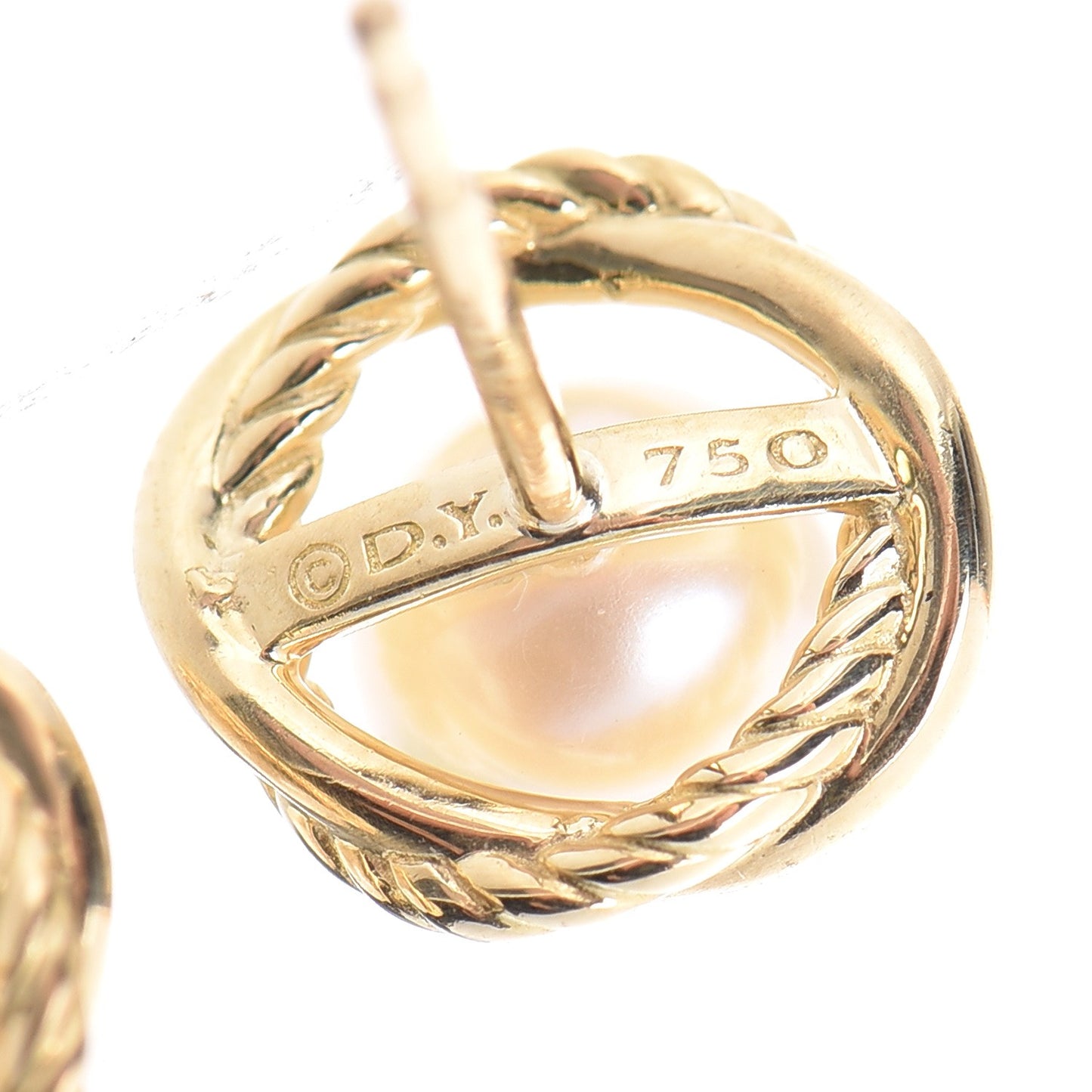 18K Yellow Gold Freshwater Pearl 6mm Infinity Earrings
