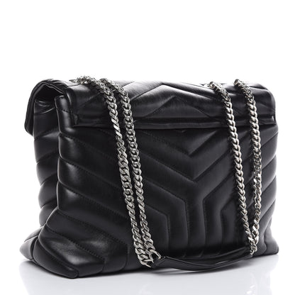 Saint Laurent Calfskin Y Quilted Monogram Medium Loulou Chain Satchel Black 3 of 11