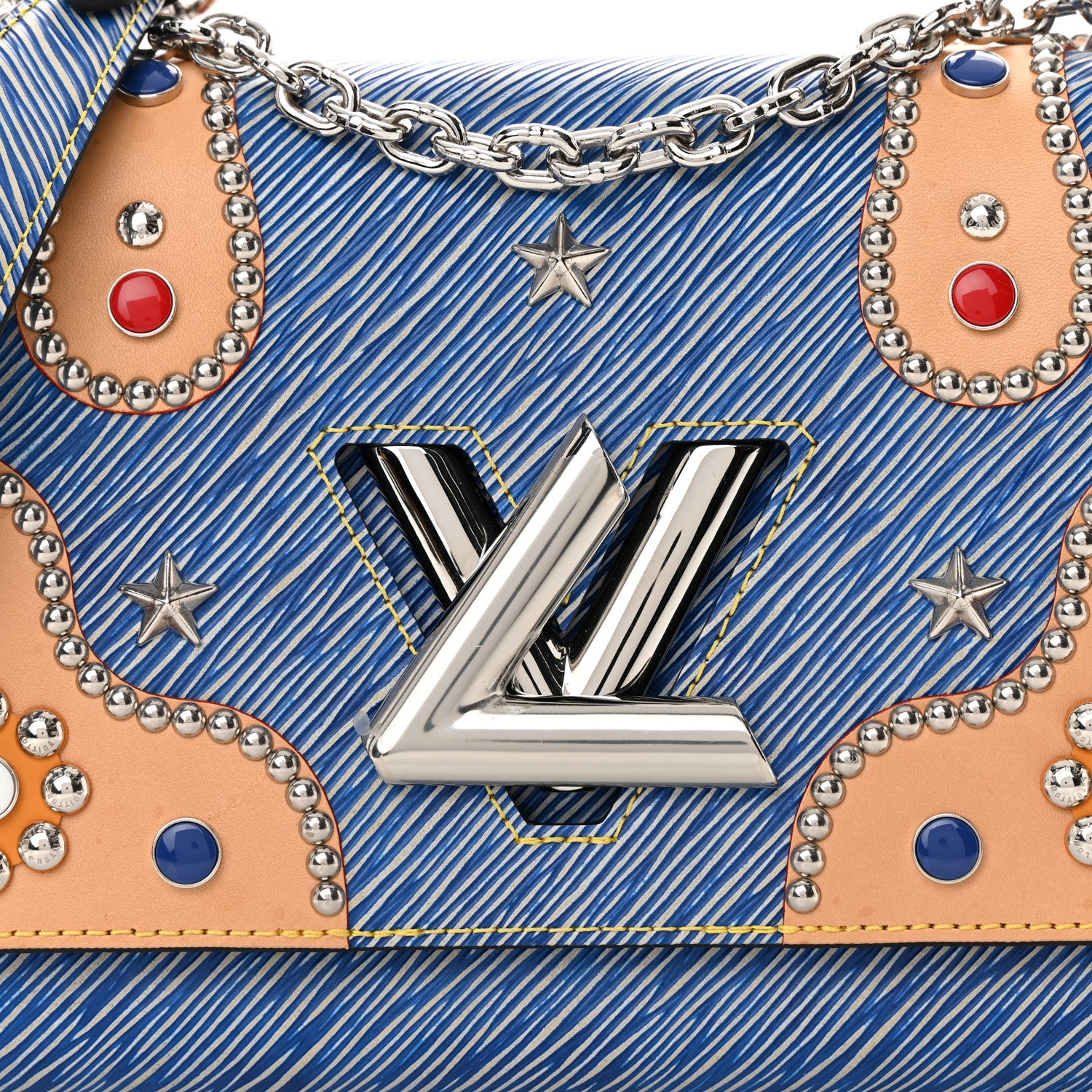 Louis Vuitton Epi Studded Twist Shoulder Bag MM Denim Light 8 of 13
