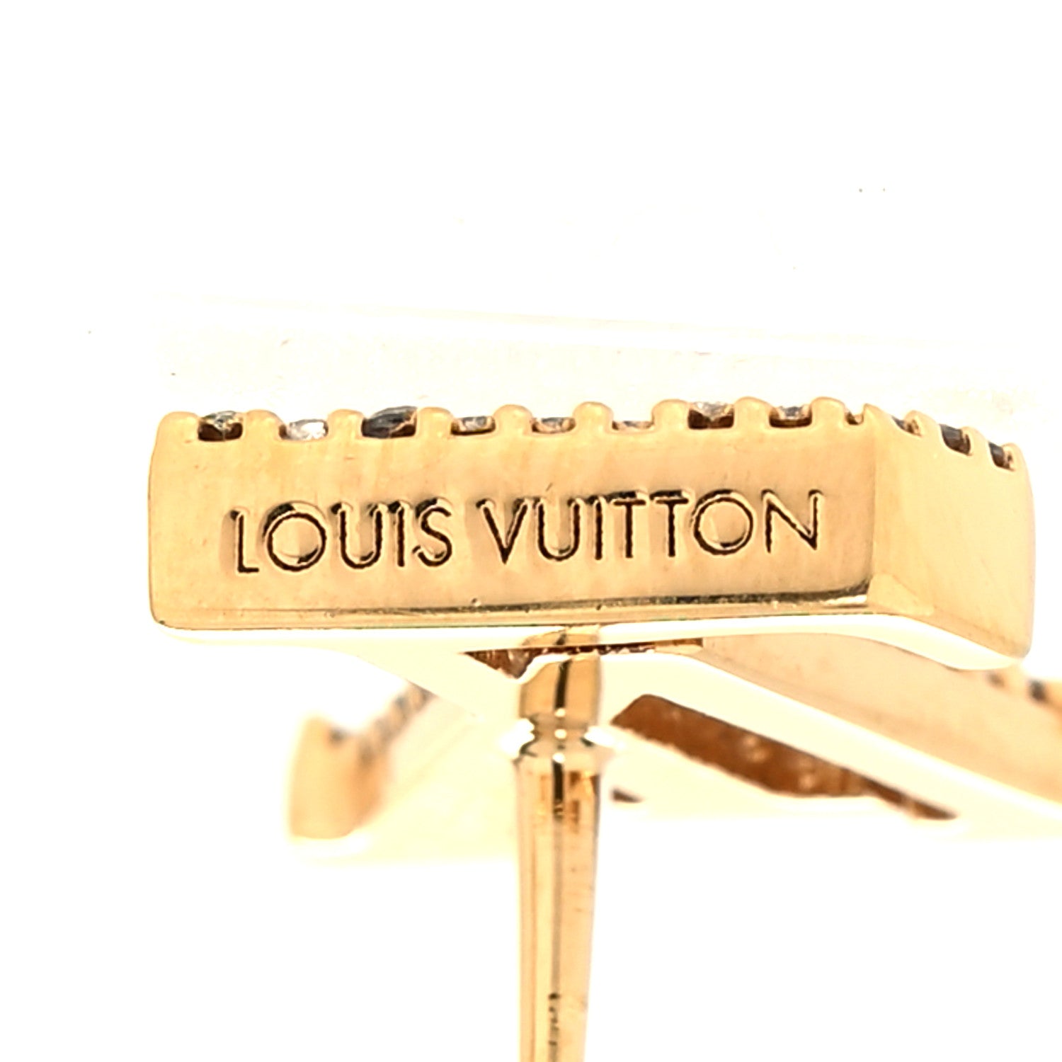Louis Vuitton Metal Crystal LV Iconic Earrings Gold 4 of 5