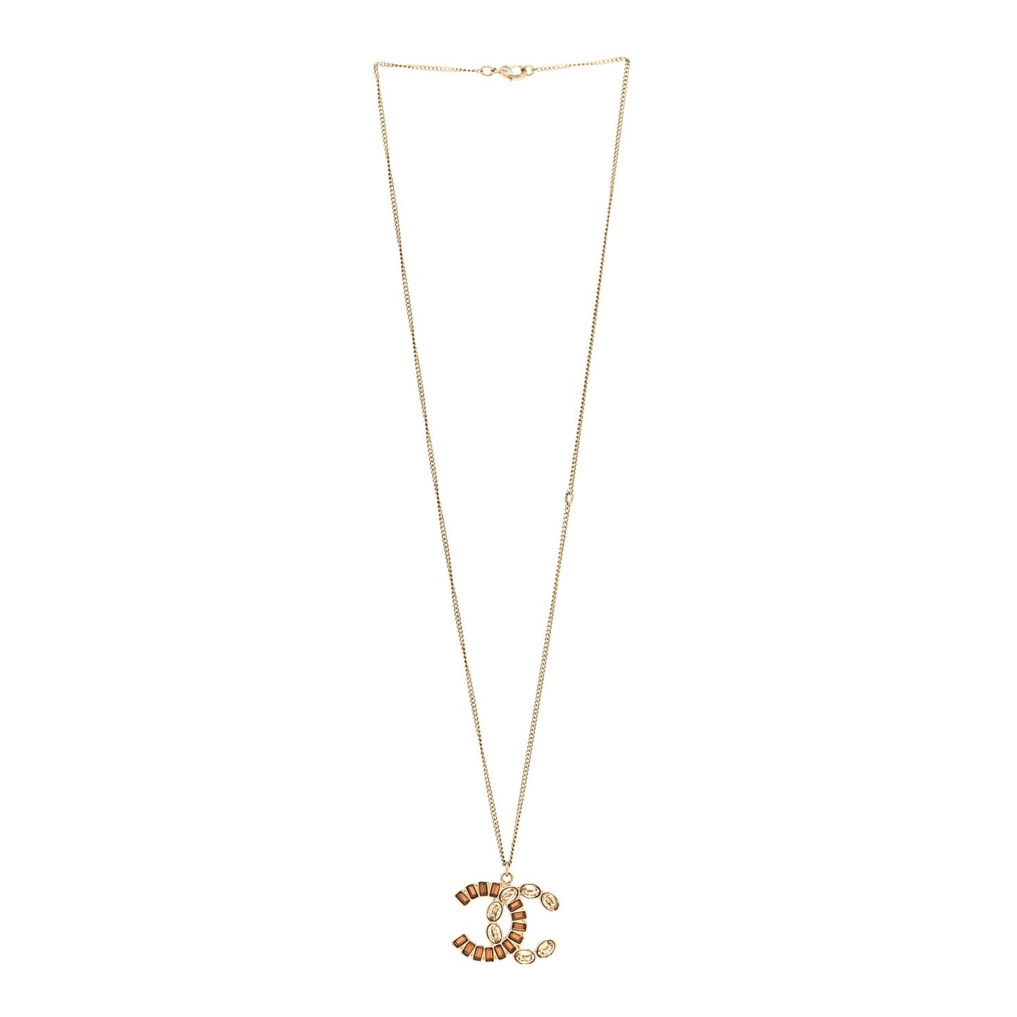 Baguette Crystal CC Necklace Gold