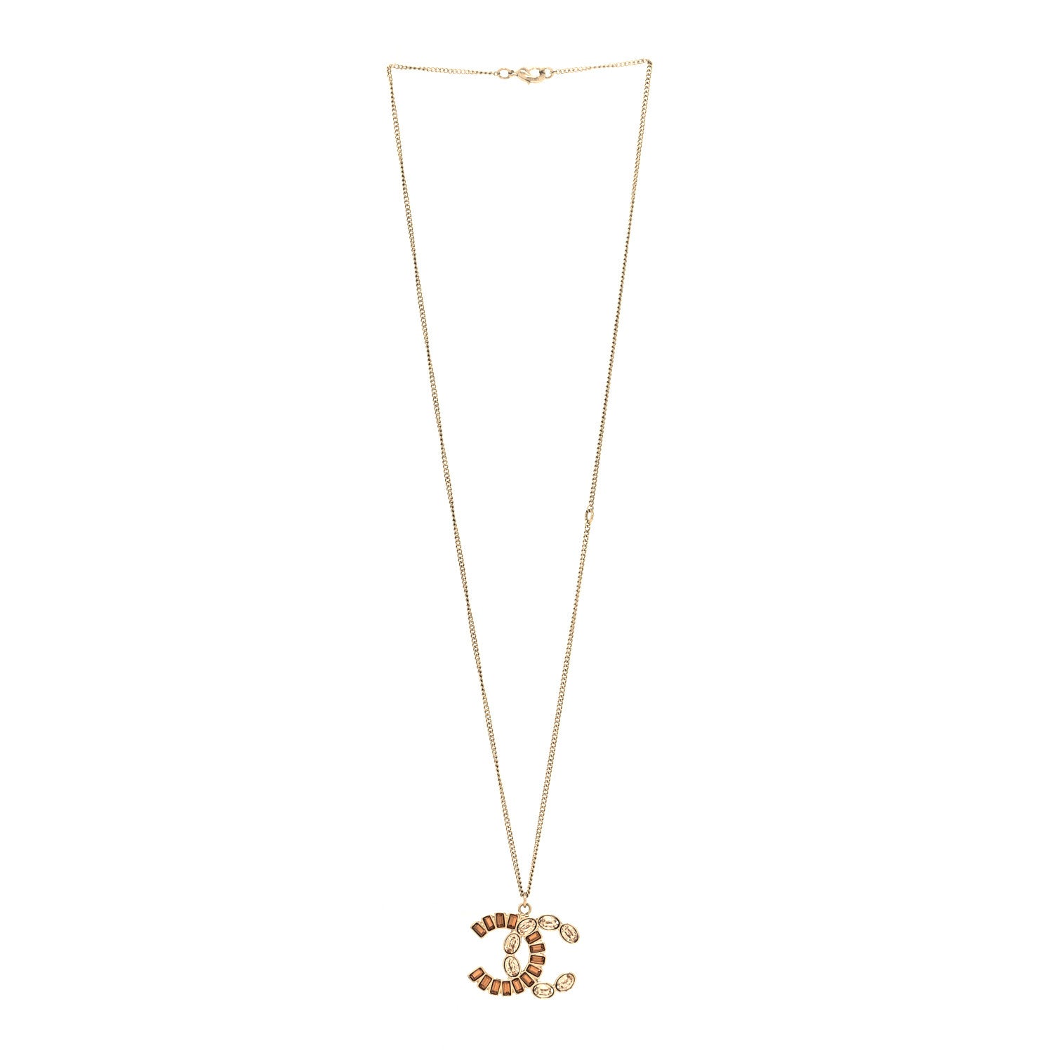 Chanel Baguette Crystal CC Necklace Gold 3 of 5