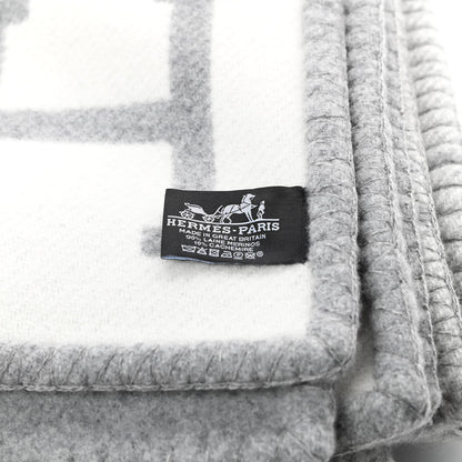 Hermes Wool Cashmere Avalon III Blanket Ecru Gris Clair 3 of 3