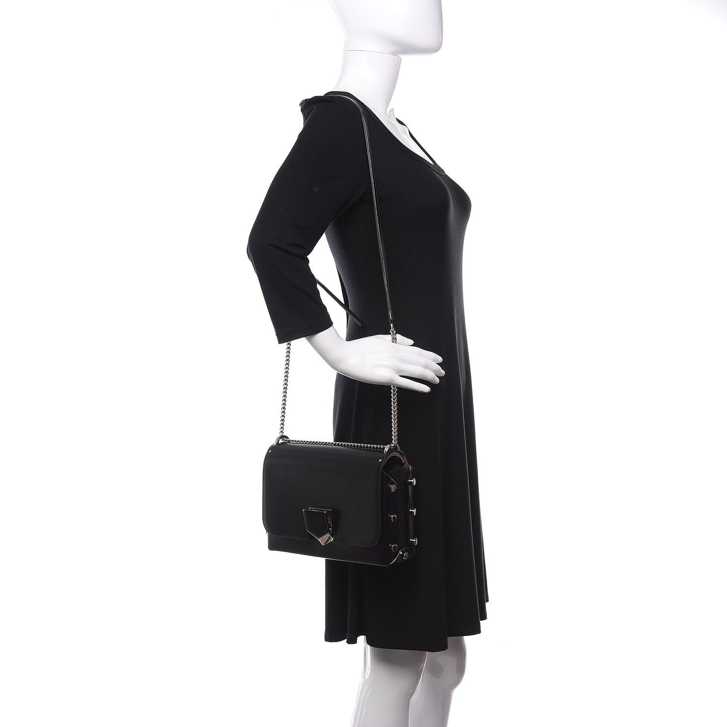 Smooth Calfskin Lockett City Shoulder Bag Black