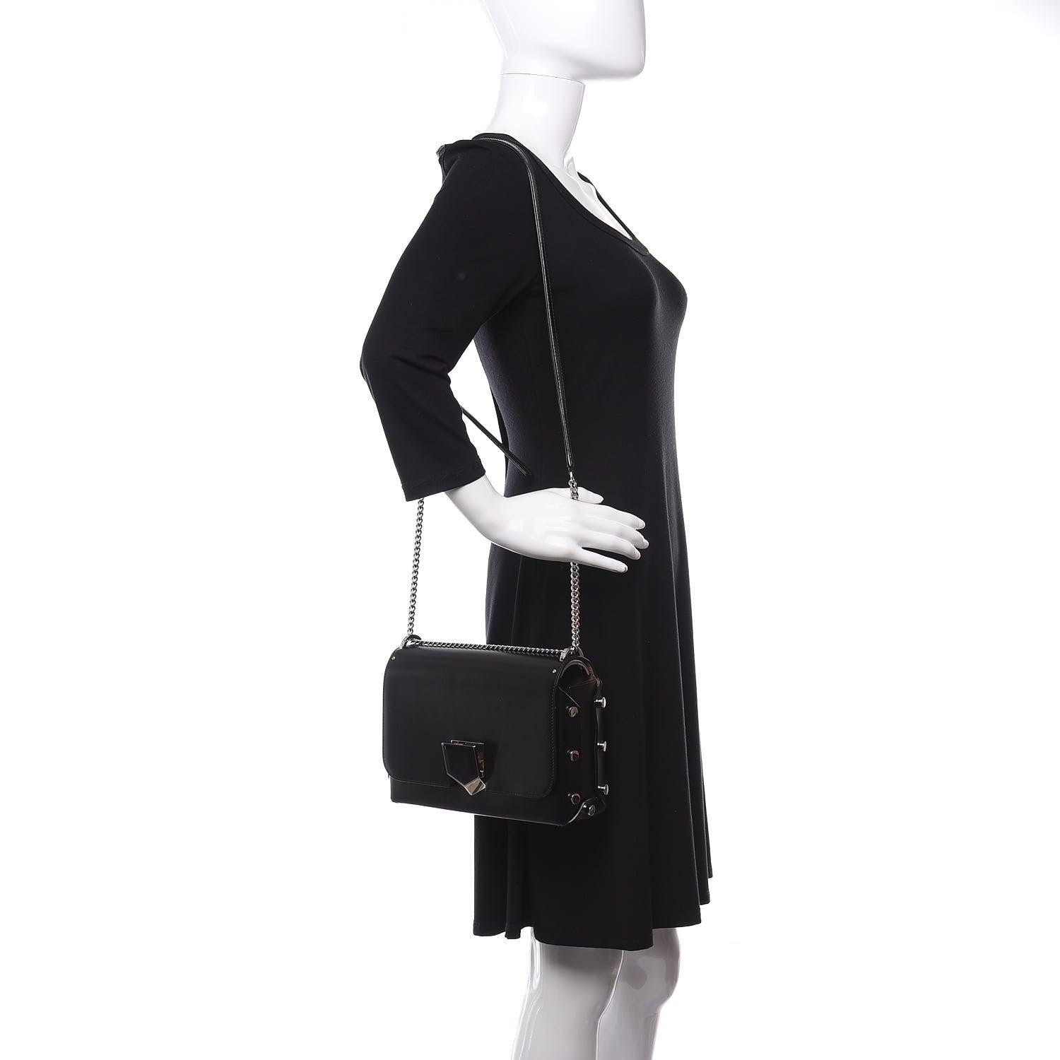 Jimmy Choo Smooth Calfskin Lockett City Shoulder Bag Black 2 of 11