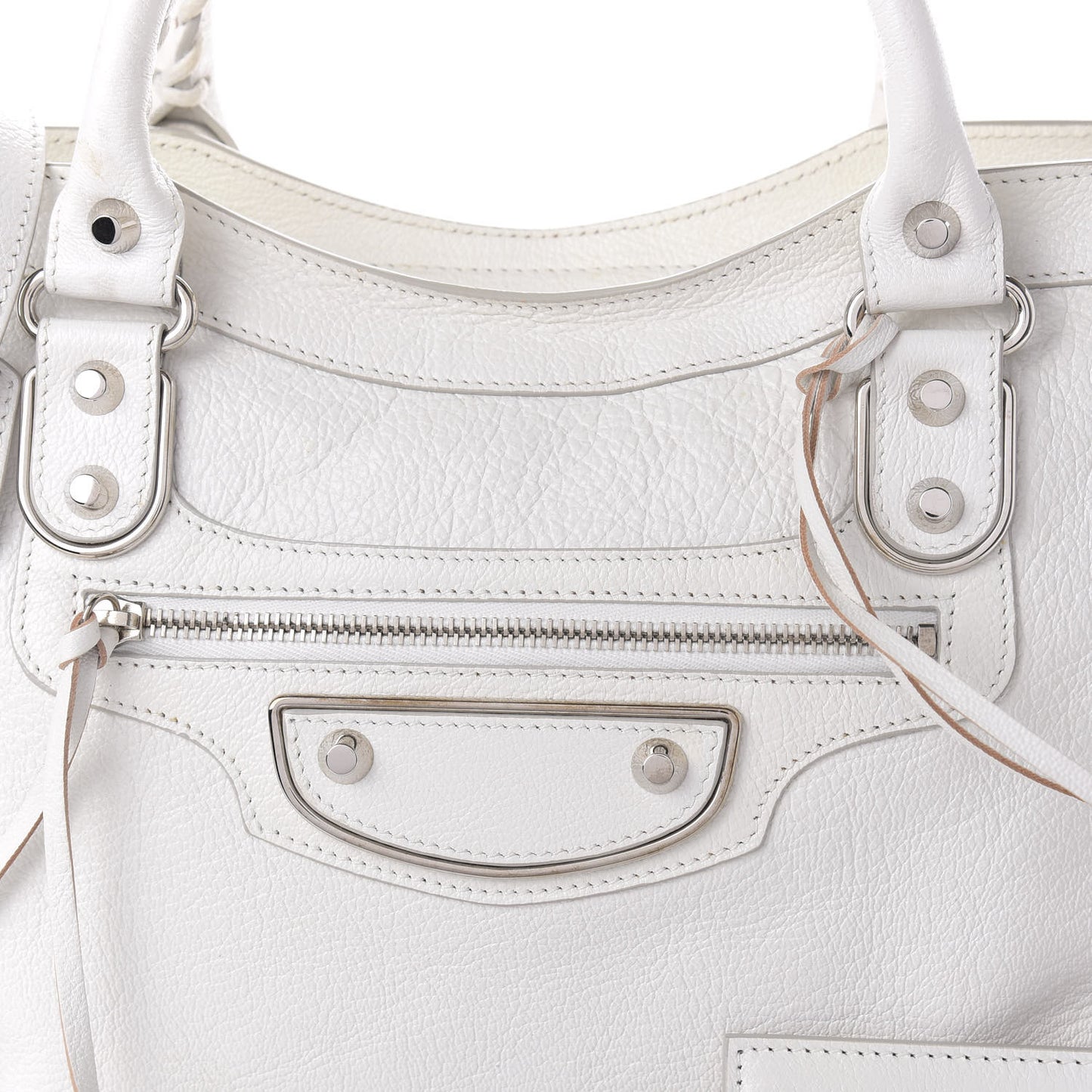 Chevre Silver Metallic Edge Hardware City White