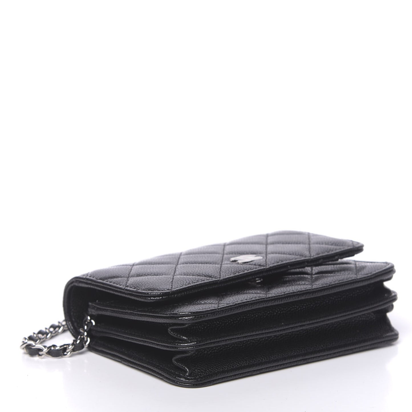 Caviar Quilted Mini Wallet On Chain WOC Black