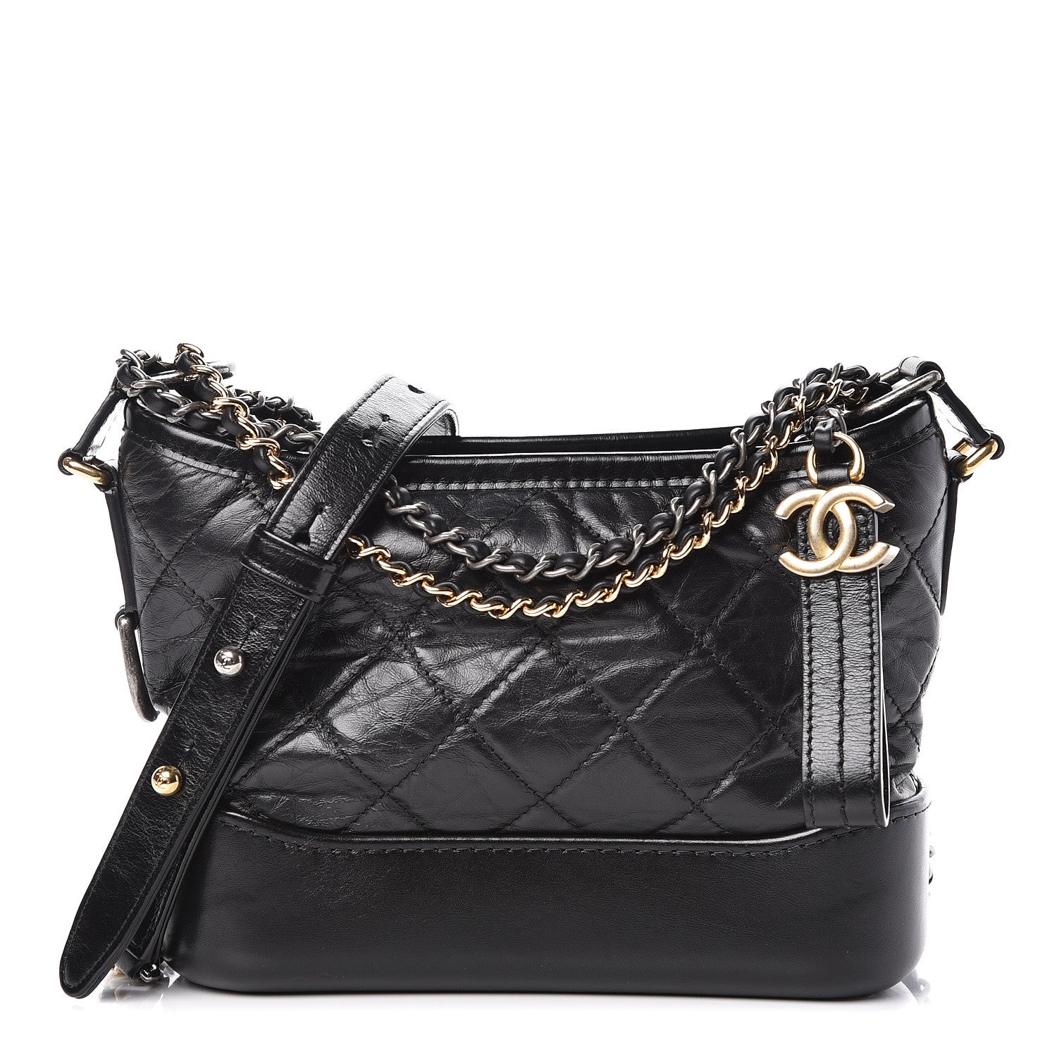 Chanel Aged Calfskin Quilted Small Gabrielle Hobo Black 1 of 9