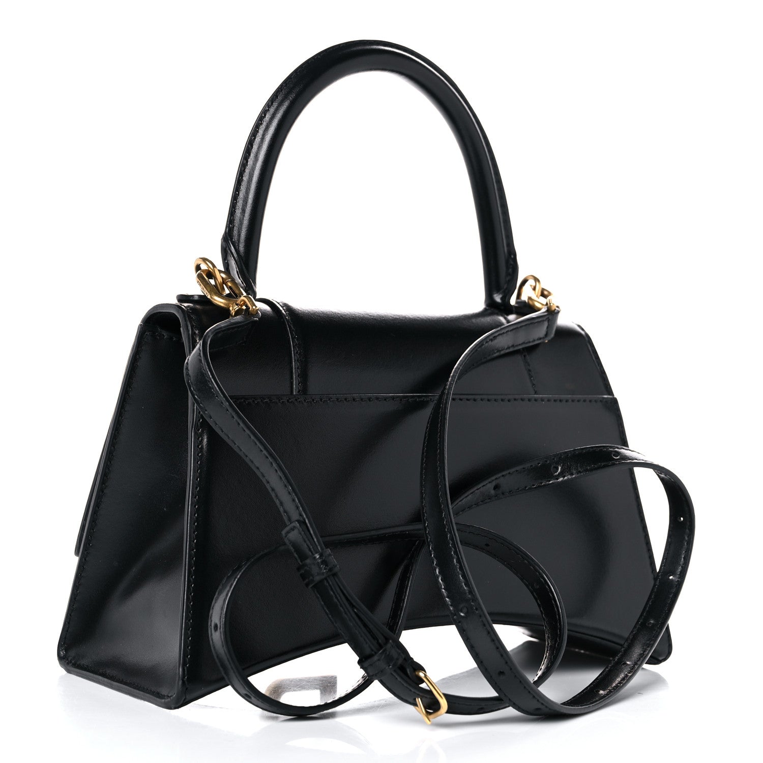 Balenciaga Shiny Box Calfskin Small Hourglass Top Handle Bag Black 3 of 16