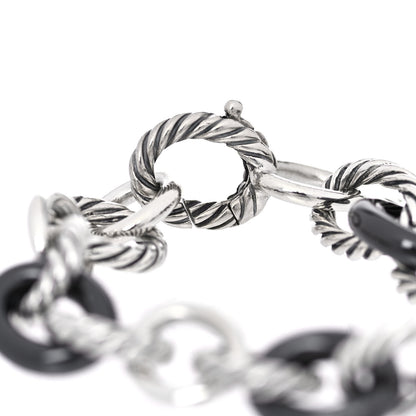 David Yurman Sterling Silver Ceramic 13mm Large Oval Link Bracelet Black 4 of 5