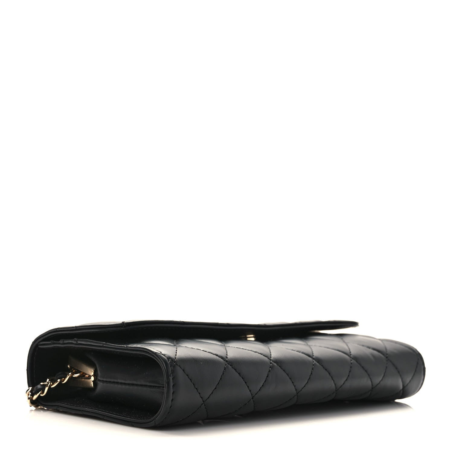 Chanel Shiny Calfskin Quilted Flap Phone Holder With Chain Black 4 of 9