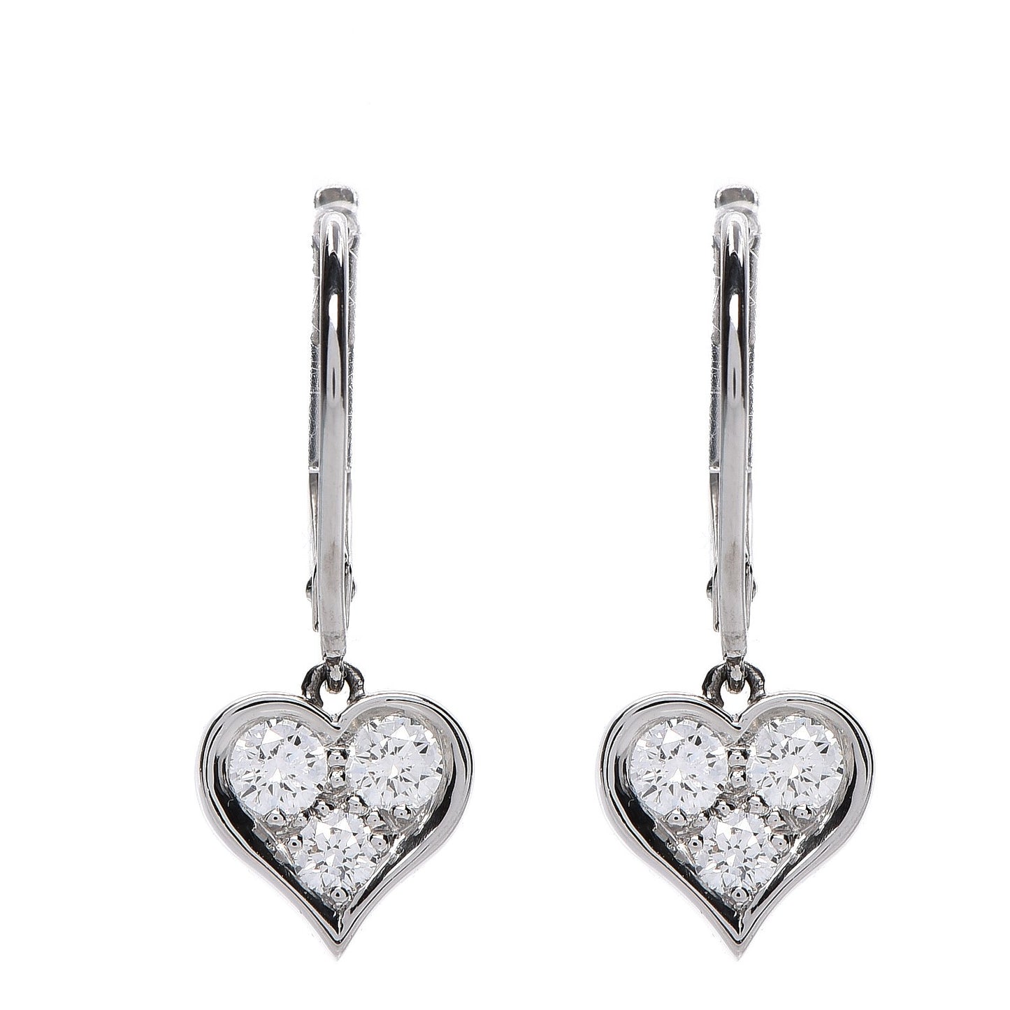 Platinum Diamond Heart Drop Earrings