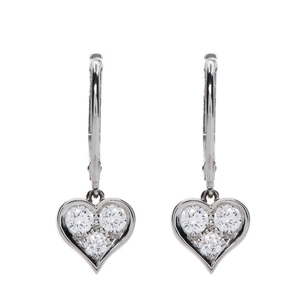 Tiffany Platinum Diamond Heart Drop Earrings 1 of 4