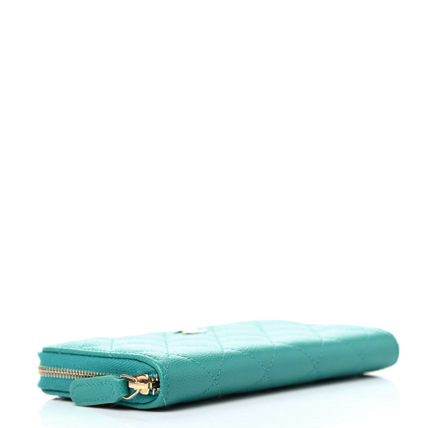 Caviar Quilted Small Zip Around Wallet Turquoise