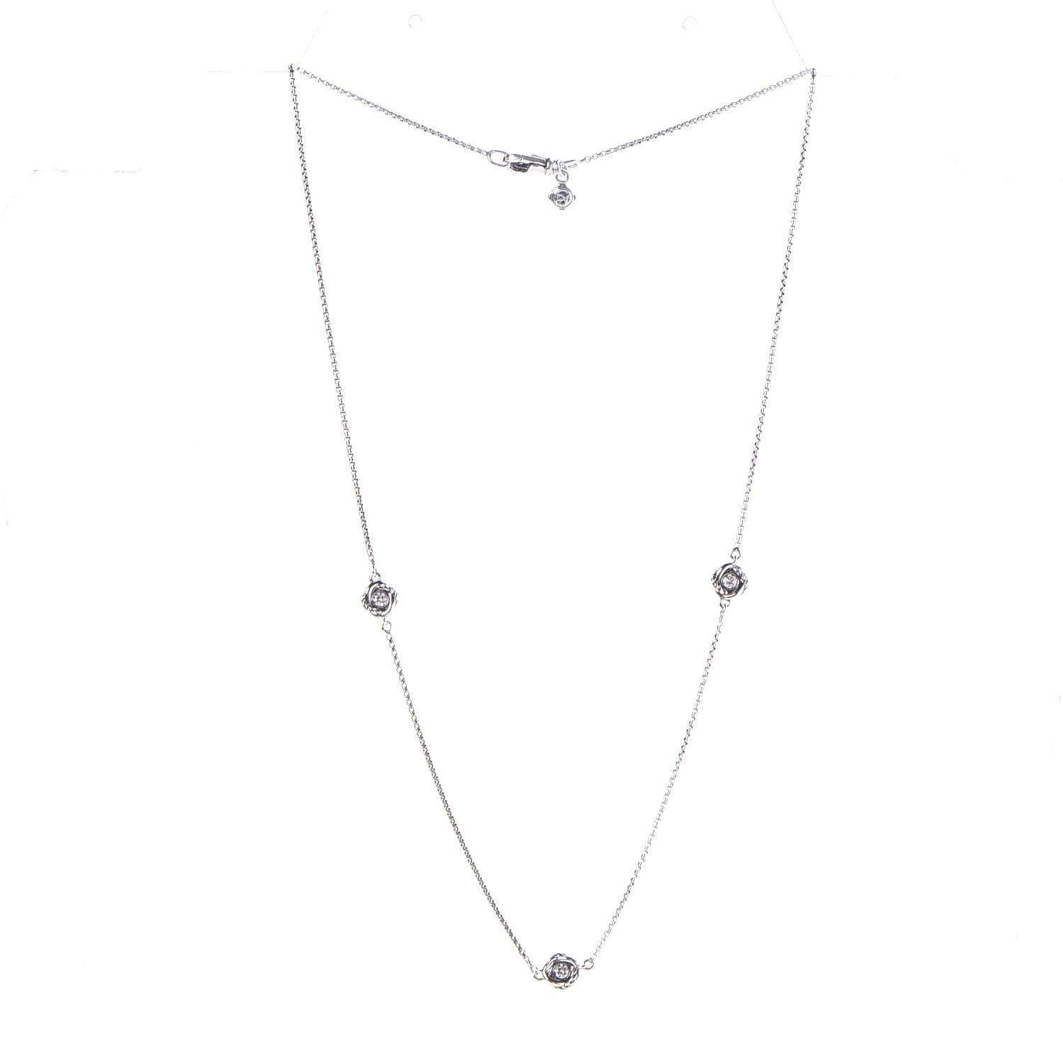 David Yurman Sterling Silver Diamond Infinity 3 Station Necklace 3 of 5