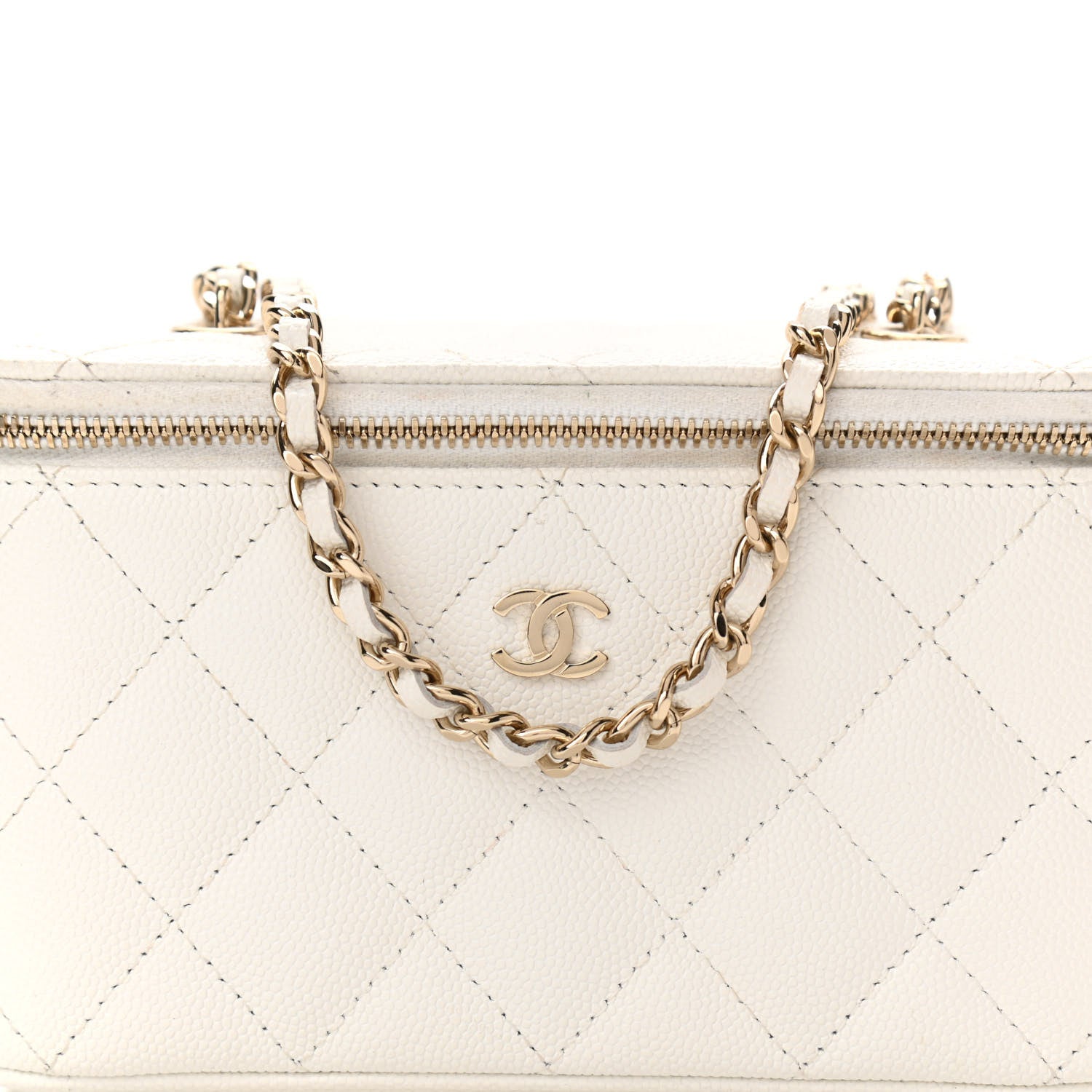Chanel Caviar Quilted Small Vanity Case With Chain White 8 of 11