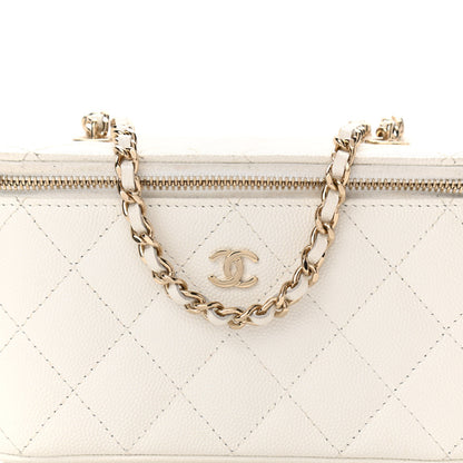 Chanel Caviar Quilted Small Vanity Case With Chain White 8 of 11